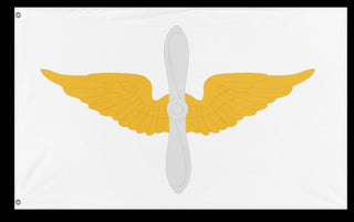 A mockup of the custom flag 'US Army Aviation Branch Flag' on a white background