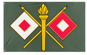 A mockup of the custom flag 'US Army Signal Corps Flag' on a white background