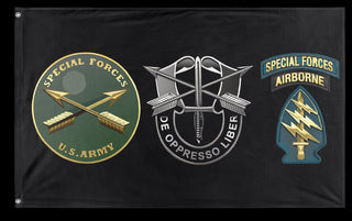 A mockup of the custom flag 'US Army Special Forces Branch flag' on a white background