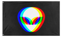 A mockup of the custom flag 'Alien Rave Flag' on a white background