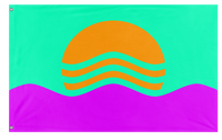 A mockup of the custom flag 'Vaporwave Flag' on a white background