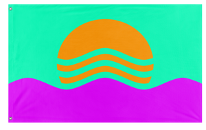 A mockup of the custom flag 'Vaporwave Flag' on a white background