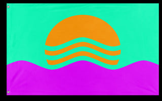 A mockup of the custom flag 'Vaporwave Flag' on a white background