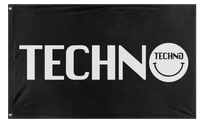 A mockup of the custom flag 'Techno Rave Flag' on a white background