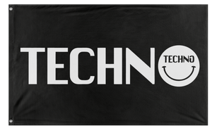 A mockup of the custom flag 'Techno Rave Flag' on a white background