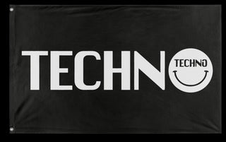 A mockup of the custom flag 'Techno Rave Flag' on a white background