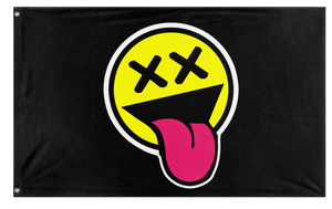 A mockup of the custom flag 'Hardstyle Smile Rave Flag' on a white background