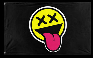 A mockup of the custom flag 'Hardstyle Smile Rave Flag' on a white background