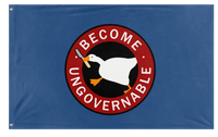 A mockup of the custom flag 'Become Ungovernable flag' on a white background