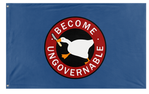 A mockup of the custom flag 'Become Ungovernable flag' on a white background