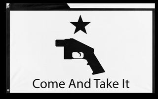 A mockup of the custom flag 'Ghost Gun Flag' on a white background