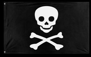 A mockup of the custom flag 'Jolly Roger Flag' on a white background