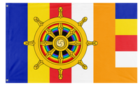 A mockup of the custom flag 'Buddhist Pride Flag' on a white background