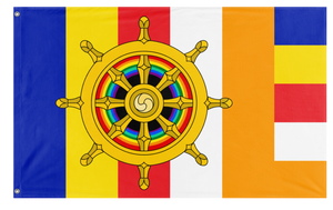 A mockup of the custom flag 'Buddhist Pride Flag' on a white background