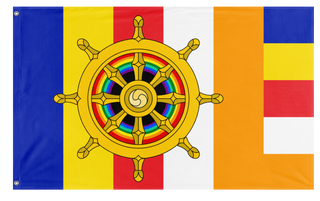 A mockup of the custom flag 'Buddhist Pride Flag' on a white background