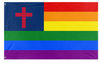 A mockup of the custom flag 'Christian Pride Flag' on a white background