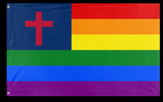 A mockup of the custom flag 'Christian Pride Flag' on a white background
