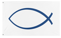 A mockup of the custom flag 'Christian Jesus Fish Flag' on a white background
