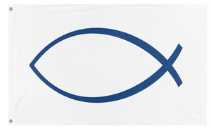 A mockup of the custom flag 'Christian Jesus Fish Flag' on a white background