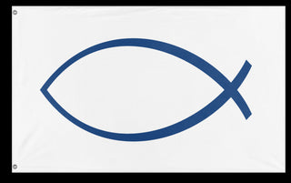 A mockup of the custom flag 'Christian Jesus Fish Flag' on a white background