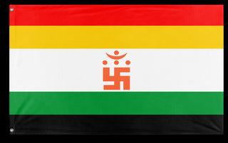 A mockup of the custom flag 'Jainism Flag' on a white background