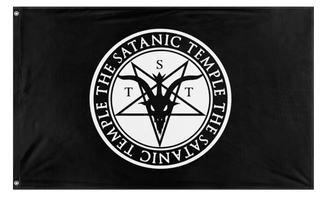 A mockup of the custom flag 'Satanic Baphomet Flag' on a white background
