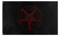 A mockup of the custom flag 'Satanic Flag' on a white background