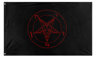 A mockup of the custom flag 'Satanic Flag' on a white background