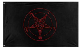 A mockup of the custom flag 'Satanic Flag' on a white background