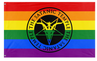 A mockup of the custom flag 'Satanic Pride Flag' on a white background