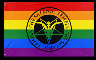 A mockup of the custom flag 'Satanic Pride Flag' on a white background