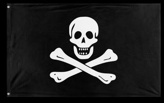 A mockup of the custom flag 'Jolly Roger - Classic Flag' on a white background