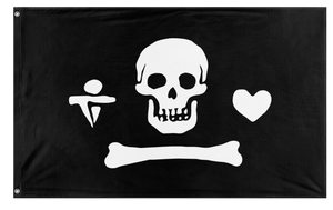 A mockup of the custom flag 'Stede Bonnet Flag' on a white background