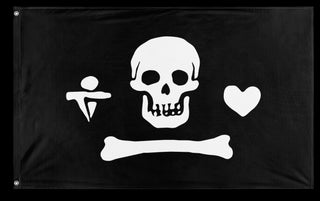 A mockup of the custom flag 'Stede Bonnet Flag' on a white background