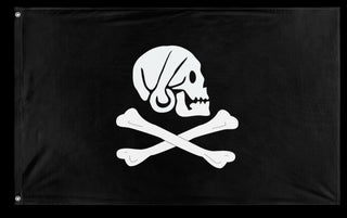 A mockup of the custom flag 'King of the Pirates Flag' on a white background