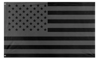 A mockup of the custom flag 'No Quarter Flag' on a white background