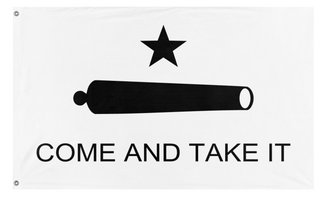 A mockup of the custom flag 'Gonzales "Come and Take It" Flag' on a white background