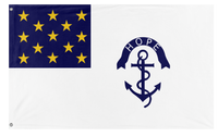A mockup of the custom flag 'Rhode Island Regiment Flag' on a white background
