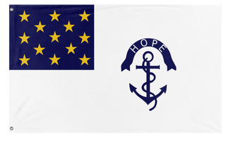 A mockup of the custom flag 'Rhode Island Regiment Flag' on a white background