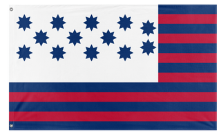 A mockup of the custom flag 'Guilford Courthouse Flag' on a white background