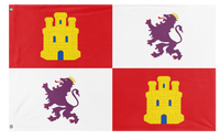 A mockup of the custom flag 'Lions & Castles Flag' on a white background