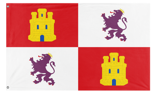 A mockup of the custom flag 'Lions & Castles Flag' on a white background