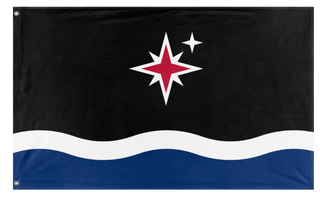 A mockup of the custom flag 'The Grand Union of Grand Manan' on a white background