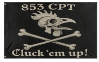 A mockup of the custom flag 'Rooster Flag' on a white background