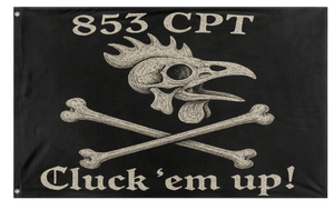 A mockup of the custom flag 'Rooster Flag' on a white background