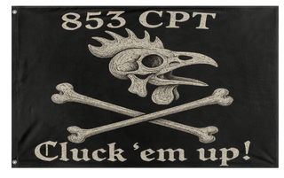 A mockup of the custom flag 'Rooster Flag' on a white background