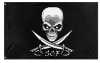A mockup of the custom flag 'SCF flag' on a white background