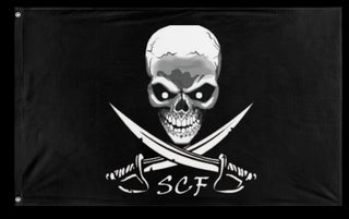 A mockup of the custom flag 'SCF flag' on a white background