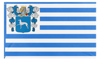 A mockup of the custom flag 'CoatOfArms flag' on a white background