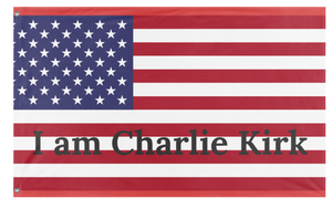 A mockup of the custom flag 'Charlie Kirk USA flag' on a white background